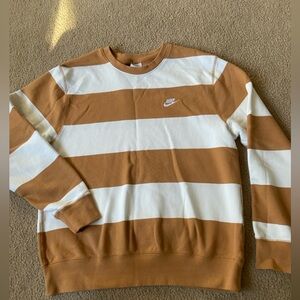 Nike Club Stripe Heavyweight French Terry crew sweatshirt in color flax